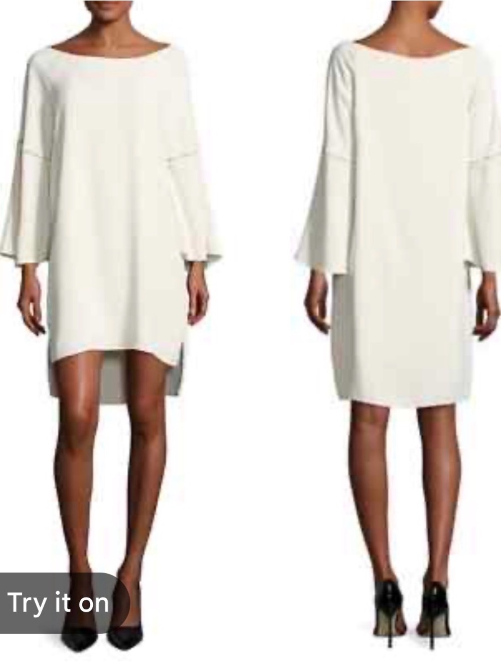 Halston Heritage Women’s Cream Shift Dress with Bell Sleeves